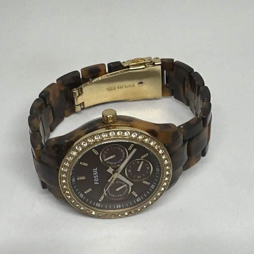 Fossil Stella ES2795 Women's Brown Resin Strap Analog Dial Quartz Watch HME370
